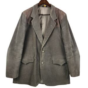 Pioneer Wear Vintage Western Blazer Men Size 44R Gray Corduroy Brown Suede USA